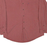 TOMMY HILFIGER Mens Red Check Shirt L Casual Cotton Blend Long Sleeve Button