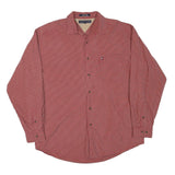 TOMMY HILFIGER Mens Red Check Shirt L Casual Cotton Blend Long Sleeve Button