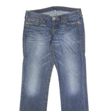 TRUE RELIGION Womens Regular Blue Denim Straight Jeans Cotton Blend W32 L33