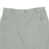 CHEROKEE Womens Grey Cotton Blend Casual Mini Skirt L Button Pocket Detail