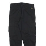 ZARA Womens Black Cotton Blend Regular Cargo Trousers W31 L28 Stylish Zip