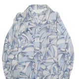 HUKA-POO Mens Blue & Grey Abstract Pattern Nylon Shirt L Stylish Long Sleeve