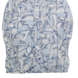 HUKA-POO Mens Blue & Grey Abstract Pattern Nylon Shirt L Stylish Long Sleeve