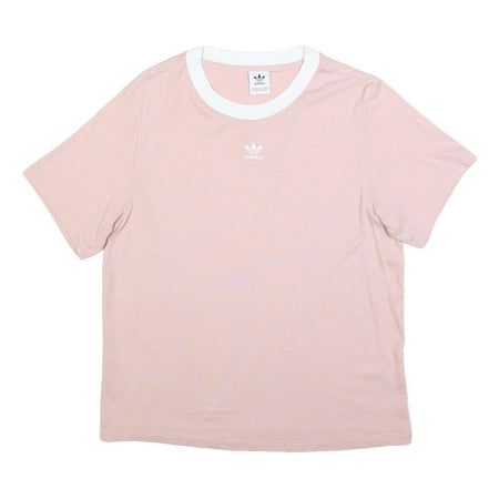 ADIDAS Womens Pink & White Graphic T-Shirt UK 8 Short Sleeve Crew Neck Casual