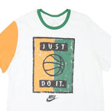 NIKE Mens White & Orange Basketball Graphic T-Shirt XL Short Sleeve Crew Neck