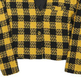 STARTER Womens Yellow & Black Check Button Jacket M Polyester Blend Cropped Fit