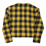 STARTER Womens Yellow & Black Check Button Jacket M Polyester Blend Cropped Fit