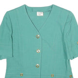 WEILL Womens Green Button Jacket M Woven Classic Elegant Stylish