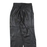 BERSHKA Womens Black Polyester Blend Slim Tapered Trousers W24 L26 Faux Leather