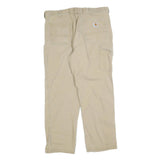 CARHARTT Mens Relaxed Beige Cotton Blend Zip Trousers W34 L30 Casual Workwear
