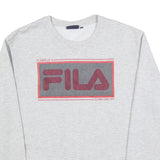 FILA Mens Grey Cotton Blend Crew Neck Sweatshirt XL Logo Print Casual Top