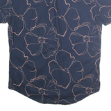 TOMMY HILFIGER Mens Navy Blue Floral Short Sleeve Shirt M Cotton Blend