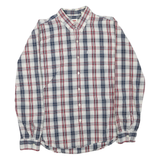 LEVI'S Mens White & Navy Blue Red Check Shirt L Cotton Blend Classic Button-Down