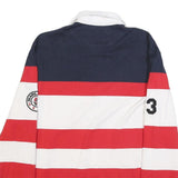 KARL KANI Mens Navy Red & White Striped Long Sleeve Polo Shirt S Kani Sport