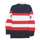 KARL KANI Mens Navy Red & White Striped Long Sleeve Polo Shirt S Kani Sport