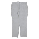 ZARA Womens Cotton Blend Grey Regular Straight Trousers W30 L27 Smart Casual