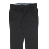 TOMMY HILFIGER Mens Cotton Blend Black Regular Straight Trousers W34 L32 Zip