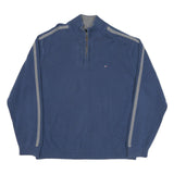 TOMMY HILFIGER Mens Blue Patterned Pullover Crew Neck Basic Knit XL Zip Jumper
