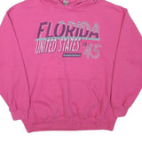 GILDAN Womens Pink Florida United States Pullover Hoodie L Casual Sweatshirt