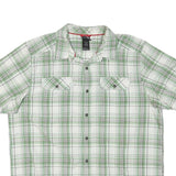 THE NORTH FACE Mens White & Green Check Shirt XL Short Sleeve Casual