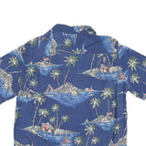 SADLEBREAD Mens Blue Island Print Rayon Shirt L Summer Casual Vacation