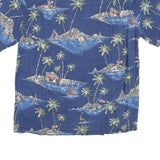SADLEBREAD Mens Blue Island Print Rayon Shirt L Summer Casual Vacation