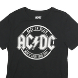 AC DC Mens Black Back In Black World Tour Graphic T-Shirt M Crew Neck Short