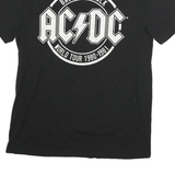 AC DC Mens Black Back In Black World Tour Graphic T-Shirt M Crew Neck Short