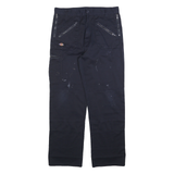 DICKIES Mens Cotton Blend Black Regular Tapered Trousers W34 L32 Workwear Zip