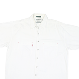 PROLEN Mens White Shirt L Cotton Blend Short Sleeve Button Casual Workwear