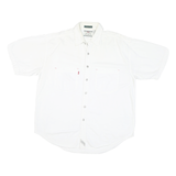 PROLEN Mens White Shirt L Cotton Blend Short Sleeve Button Casual Workwear