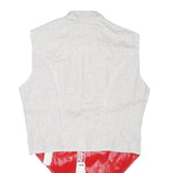 ALLSTAR Womens White & Red Sleeveless Zip Jacket S Polyester Blend Unique Design