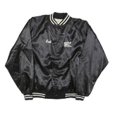 AUBURN Mens Black Satin Button XL Jacket Plain Classic Trucking Embroidered Logo