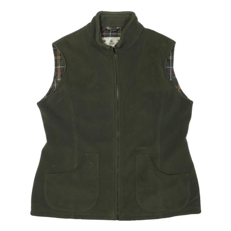 BARBOUR Womens Green L Jacket Polyester Blend Plain Zip Sleeveless Casual