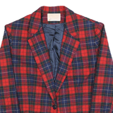 PENDLETON Womens Red & Navy Check Jacket S Wool Tailored Button Closure