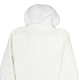 NIKE Womens White & Green Quilted Hooded Jacket XL Polyester Zip Sportswear