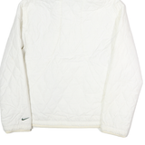 NIKE Womens White & Green Quilted Hooded Jacket XL Polyester Zip Sportswear