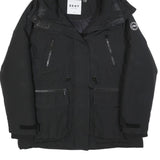 DKNY Womens Black Zip Jacket M Polyester Blend Sport Casual Hooded Pockets
