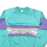 PUMA Womens Turquoise & Purple Sweatshirt Crew Neck L Retro Logo