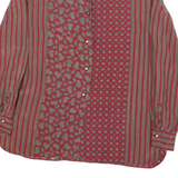 TRU Womens Red Cotton Blend Printed Shirt Long Sleeve Collared UK 10