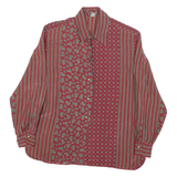 TRU Womens Red Cotton Blend Printed Shirt Long Sleeve Collared UK 10