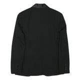 Mens Black Satin Trim Blazer Jacket XS Polyester Blend Formal Button Closure