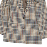 EAST END Womens Beige Brown Check Button Jacket M Polyester Blend Classic