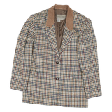 EAST END Womens Beige Brown Check Button Jacket M Polyester Blend Classic
