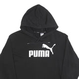 PUMA Womens Black Hoodie XS Cotton Blend Pullover Logo Print