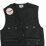 ARMY TEX Mens Black Cotton Blend Utility Vest S Jacket Multi Pocket Zip Vest