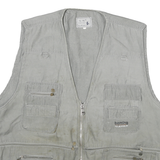 YUANCHAO Mens Grey Cotton Blend Utility Jacket M Casual Zip Pocket Multi
