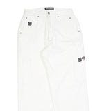 TEENAGERS Womens White Relaxed Cargo Denim W28 L30 Logo Embroidered Pockets