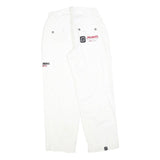 TEENAGERS Womens White Relaxed Cargo Denim W28 L30 Logo Embroidered Pockets
