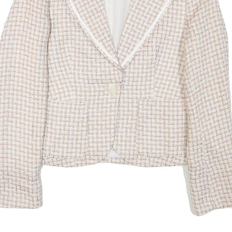 Womens Beige Tweed Button Jacket XS Acrylic Blend Classic Tailored